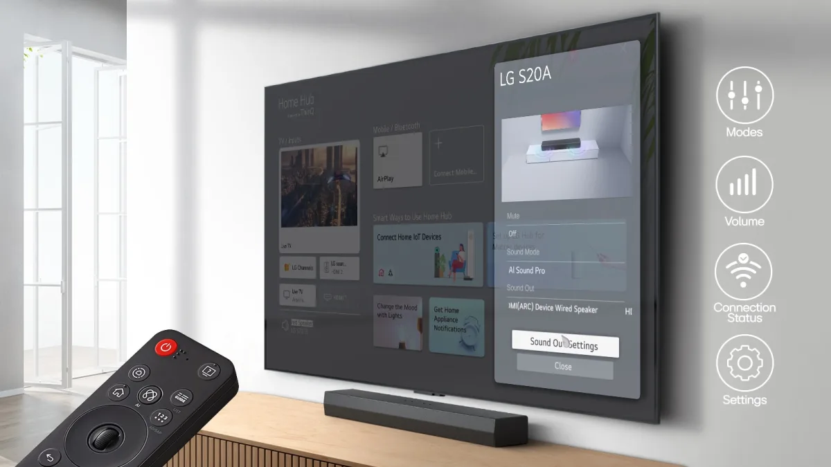 Integrated control of your soundbar on LG TV