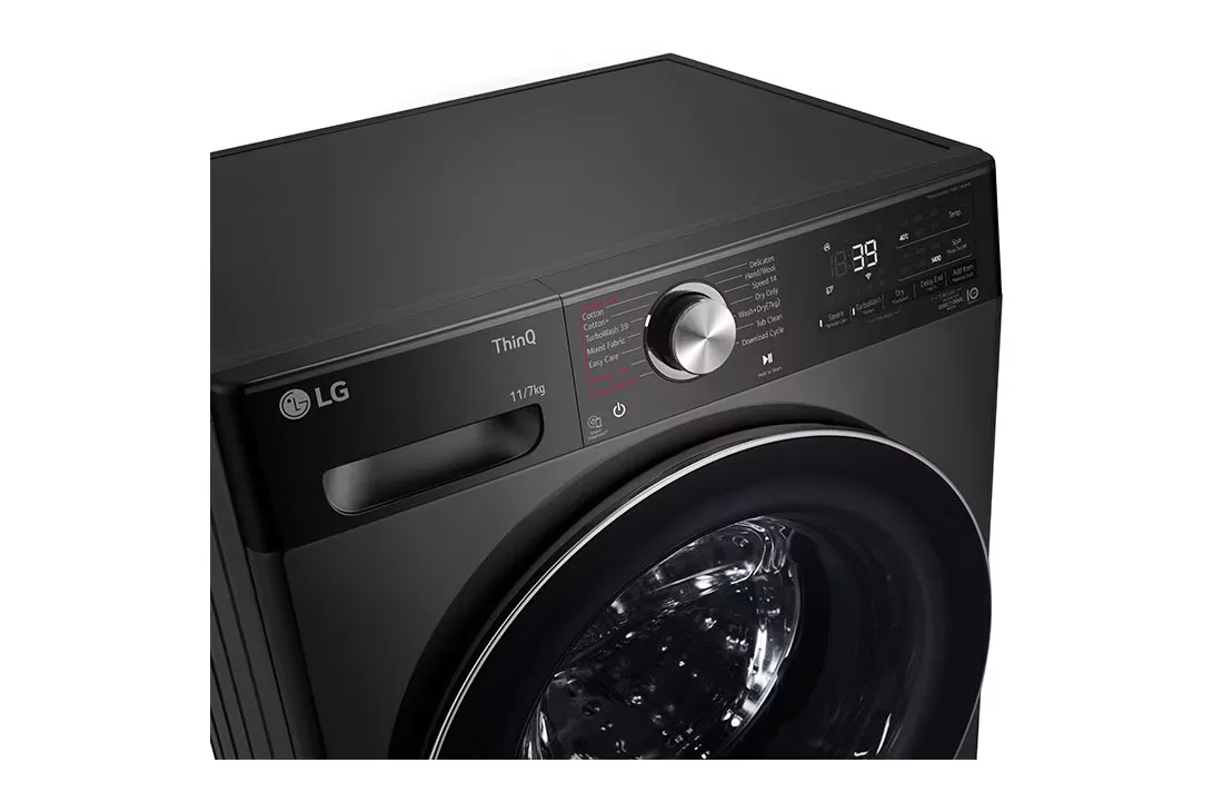 LG 11/7kg Front Loader Inverter Washer Dryer - Black — view 3