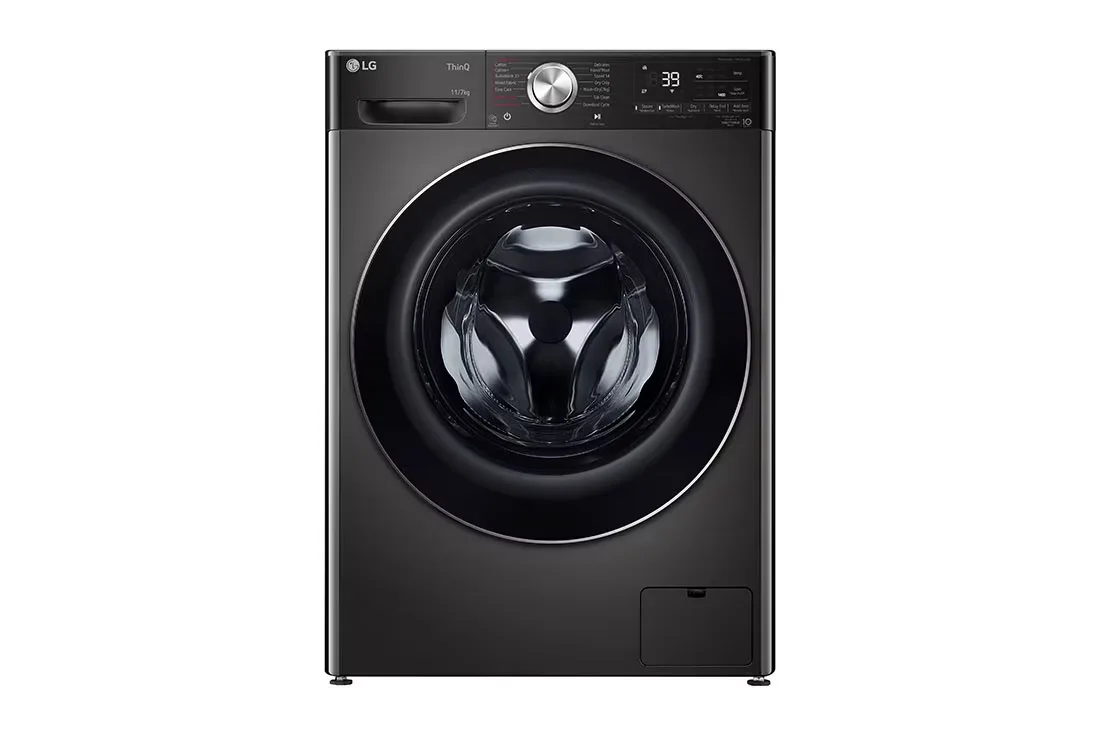 LG 11/7kg Front Loader Inverter Washer Dryer - Black