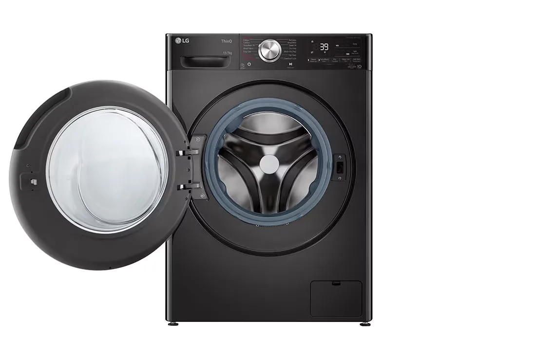 LG 11/7kg Front Loader Inverter Washer Dryer - Black — view 2