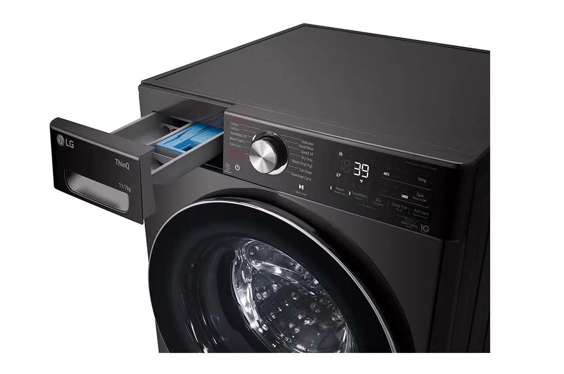 LG 11/7kg Front Loader Inverter Washer Dryer - Black — view 5